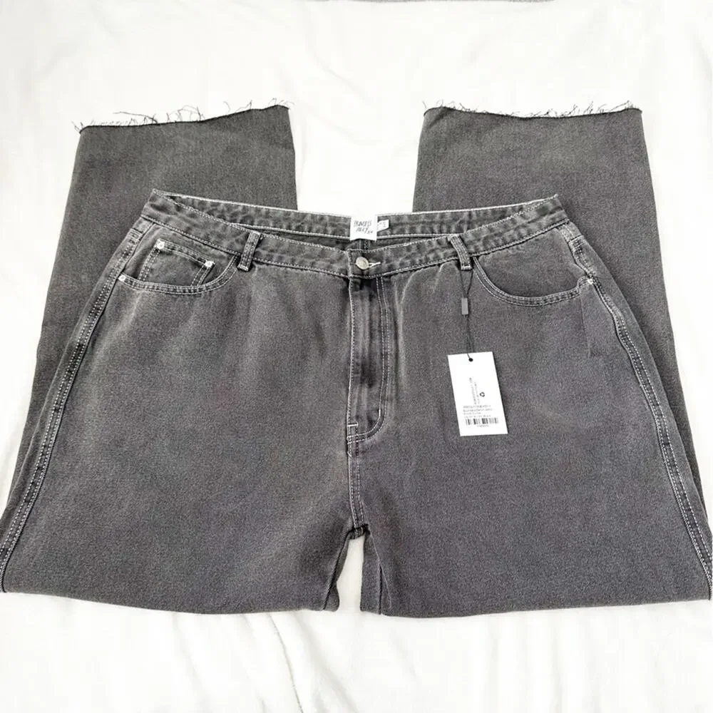 Princess Polly Boundless jeans black denim wide leg size 16 NWT new